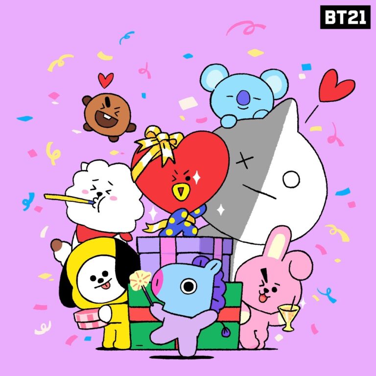 BTS BT21 レインボーマスコット ピンクレッド 原宿 CHIMMY チミー